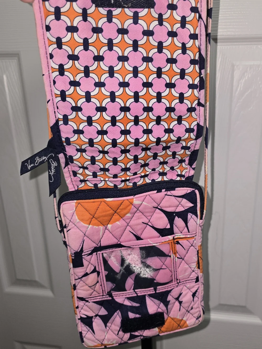 Vera Bradley Pink, Navy & Orange Quilted Crossbody